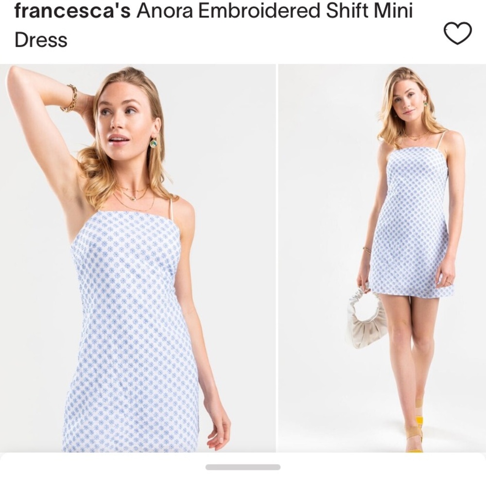 White/blue embroidered mini dress